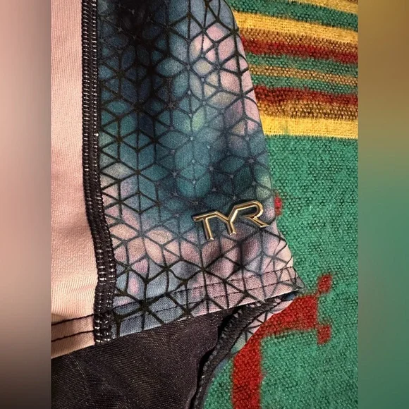 NWT TYR Control Fit Lap Suit, Blue, Lavender, Black One-Piece Swimsuit, Size 16 - Picture 3 of 9